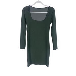 Women's Zara Green U-neck Textured Mini Dress Size Large